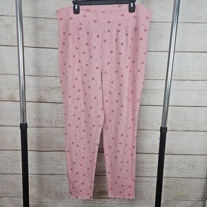 Sleep By Cacique Pinstripe Pink Heart Scalloped Hem Pajama Pants 22/24